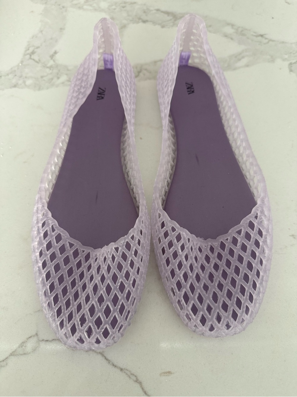 Zara Lilac / Lavender / Purple Jelly Mesh Ballet Flats - Size 39